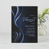 Modernes Black Blue Retirement Party Einladung (Stehend Vorderseite)