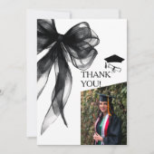 Modernes Black Bow Abschluss Foto Dankeskarte (Vorderseite)