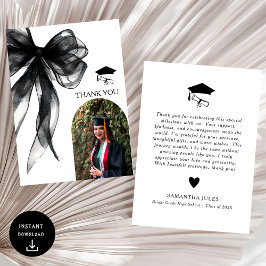 Modernes Black Bow Abschluss Foto Dankeskarte