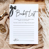 Modernes Black Bow Bucket List Brautparty Game Einladung