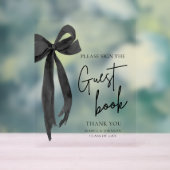 Modernes Black Bow Graduation Party Guest Book Sig Acrylschild (Neutral)