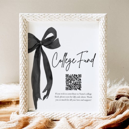Modernes Black Bow QR Code Uni Fund Abschluss Poster
