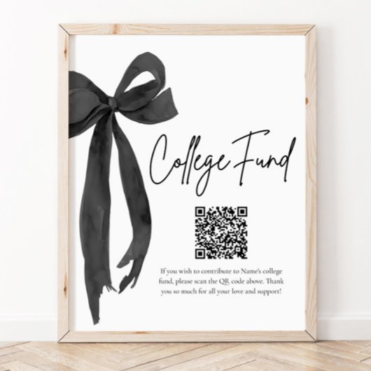 Modernes Black Bow QR Code Uni Fund Abschluss Poster