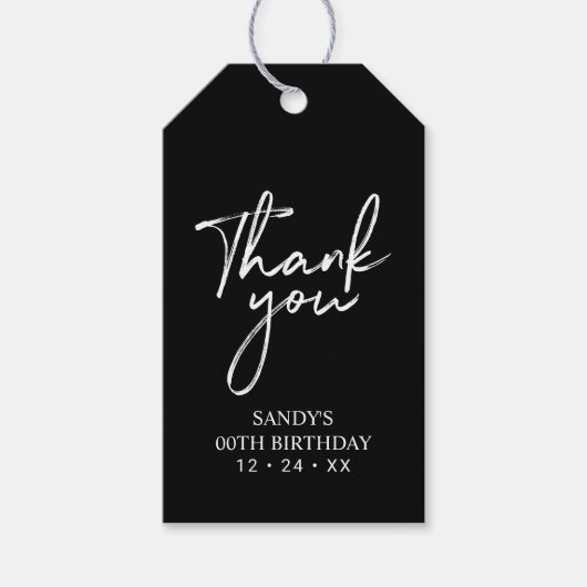 Modernes Black Brush Letters Gastgeschenk Vielen D Geschenkanhänger (Vorderseite)