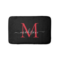 Modernes Black Burgundy Red Monogram Script Elegan