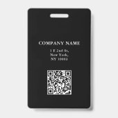 Modernes Black Business Logo & QR Code Event-Abzei Ausweis (Rückseite)