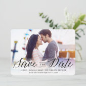 Modernes Black Calligraphy Script Typografy Foto Save The Date (Stehend Vorderseite)