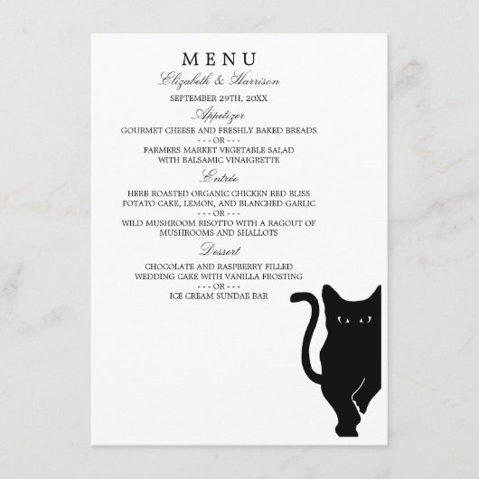 Modernes Black Cat Wedding Menu Menükarte (Vorderseite)