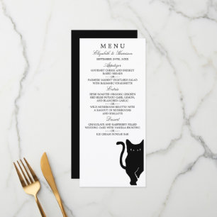 Modernes Black Cat Wedding Menu Menükarte