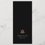 Modernes Black Celtic Knot Rose Gold Wedding Menu Menükarte (Rückseite)