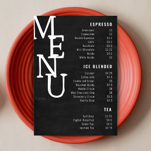 Modernes Black Chalkboard Bar Menu Petite Paper Co Menükarte