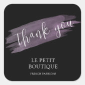 Modernes Black-Dankeschön-Verpackungsgeschäft Vers Quadratischer Aufkleber (Vorderseite)