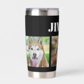 Modernes Black Dog Besitzer Geschenk 3 FotoCollage Thermobecher (Vorderseite)