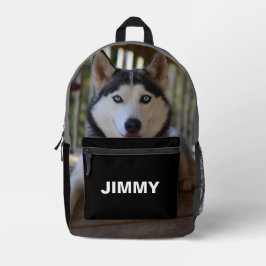 Modernes Black Dog Foto Minimalistisch Bedruckter Rucksack