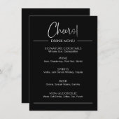 Modernes Black Drink Flat Menu Menükarte (Vorne/Hinten)