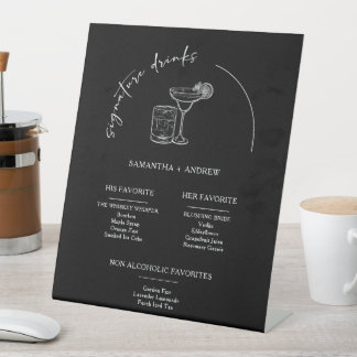 Modernes Black Drink Menu Sockelschild