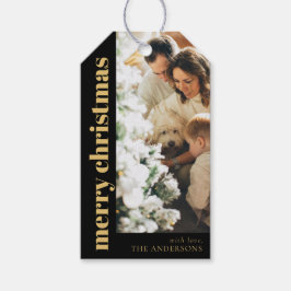 Modernes Black Elegant Frohe Weihnachts-Familie Fo Geschenkanhänger