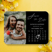 Modernes Black Elegant Script-Foto Save the Date Magnet