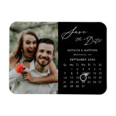 Modernes Black Elegant Script-Foto Save the Date Magnet (Horizontal)