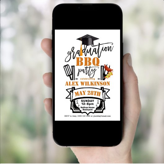 Modernes Black Fun Script 3 Foto GRAD GRILLEN Part Einladung