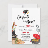 Modernes Black Fun Script Abschluss GRILLEN Party Einladung (Vorderseite)