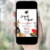 Modernes Black Fun Script Abschluss GRILLEN Party Einladung