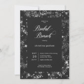 Modernes Black Glam Diamond Frame Bridal Brunch Einladung (Vorderseite)