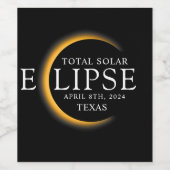 Modernes Black & Gold 2024 Custom Solar Eclipse Weinetikett (Einzelnes Label)