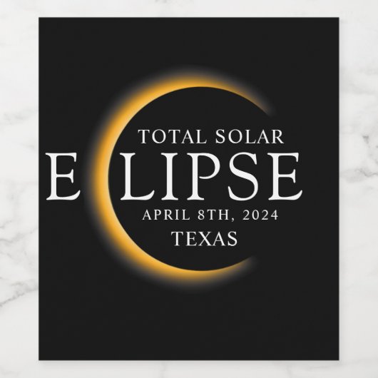 Modernes Black & Gold 2024 Custom Solar Eclipse Weinetikett (Einzelnes Label)