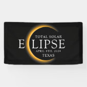 Modernes Black & Gold 2024 Texas Total Solar Eclip Banner (Horizontal)