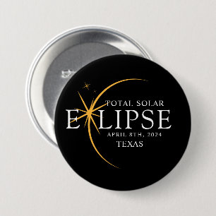 Modernes Black & Gold 2024 Texas Total Solar Eclip Button