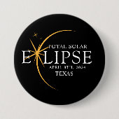 Modernes Black & Gold 2024 Texas Total Solar Eclip Button (Vorderseite)