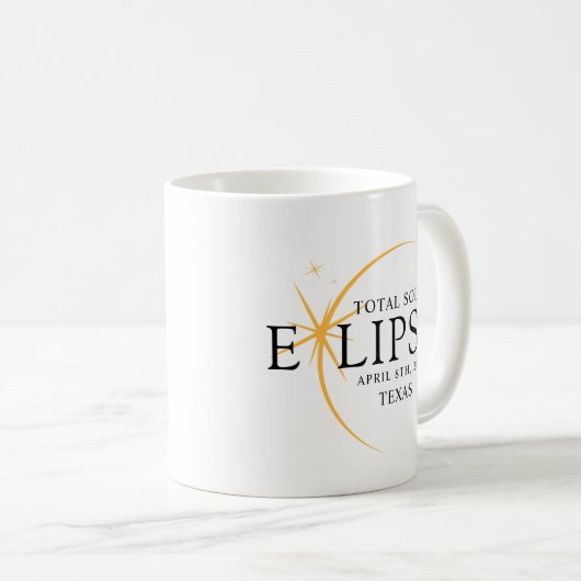 Modernes Black & Gold 2024 Texas Total Solar Eclip Kaffeetasse (VorderseiteRechts)