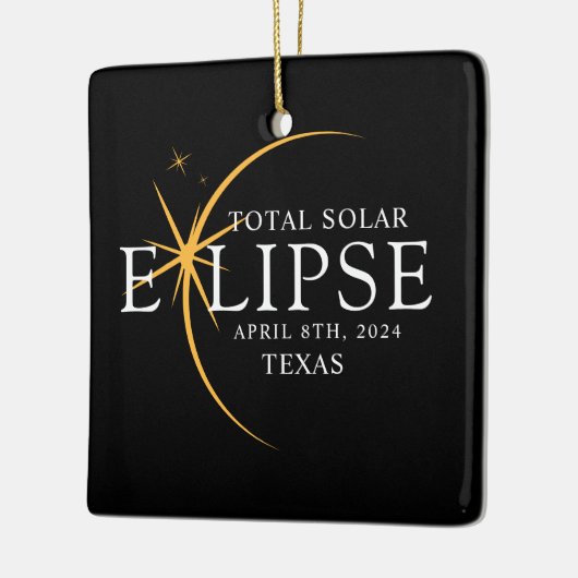 Modernes Black & Gold 2024 Texas Total Solar Eclip Keramikornament (Links)