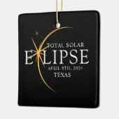 Modernes Black & Gold 2024 Texas Total Solar Eclip Keramikornament (Links)