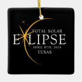 Modernes Black & Gold 2024 Texas Total Solar Eclip Keramikornament (Vorderseite)