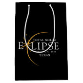 Modernes Black & Gold 2024 Texas Total Solar Eclip Mittlere Geschenktüte (Vorderseite)