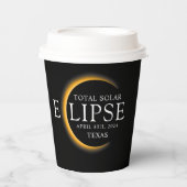 Modernes Black & Gold 2024 Texas Total Solar Eclip Pappbecher (Vorderseite)