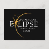 Modernes Black & Gold 2024 Texas Total Solar Eclip Postkarte (Vorderseite)