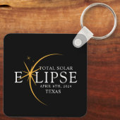 Modernes Black & Gold 2024 Texas Total Solar Eclip Schlüsselanhänger (Rückseite)