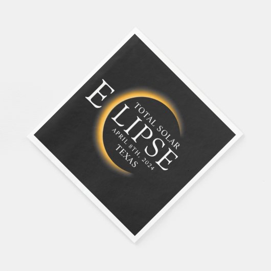 Modernes Black & Gold 2024 Texas Total Solar Eclip Serviette (Ecke)