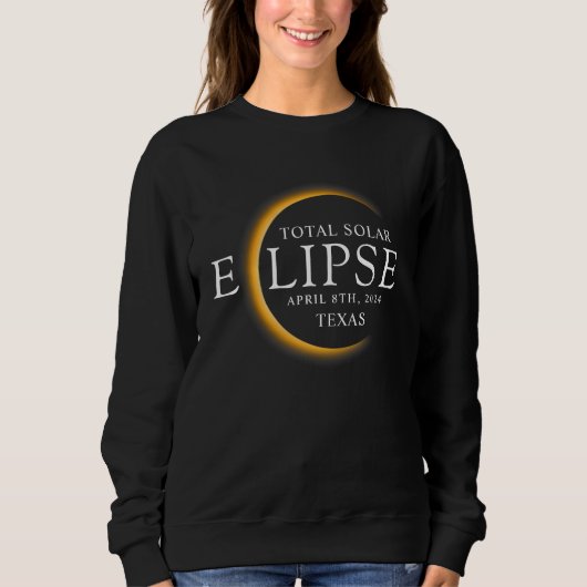 Modernes Black & Gold 2024 Texas Total Solar Eclip Sweatshirt (Vorderseite)