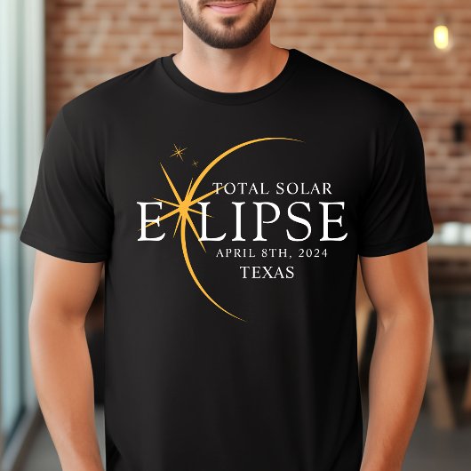 Modernes Black & Gold 2024 Texas Total Solar Eclip T-Shirt