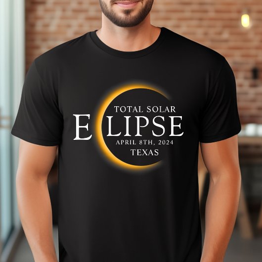 Modernes Black & Gold 2024 Texas Total Solar Eclip T-Shirt