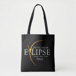 Modernes Black & Gold 2024 Texas Total Solar Eclip Tasche