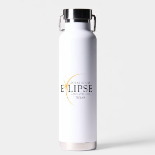 Modernes Black & Gold 2024 Texas Total Solar Eclip Trinkflasche