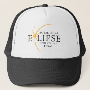 Modernes Black & Gold 2024 Texas Total Solar Eclip Truckerkappe