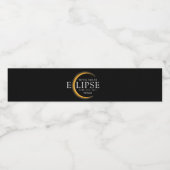 Modernes Black & Gold 2024 Texas Total Solar Eclip Wasserflaschenetikett (Einzelnes Label)