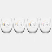 Modernes Black & Gold 2024 Texas Total Solar Eclip Weinglas Ohne Stiel (Vorderseite)