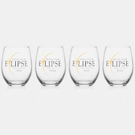 Modernes Black & Gold 2024 Texas Total Solar Eclip Weinglas Ohne Stiel